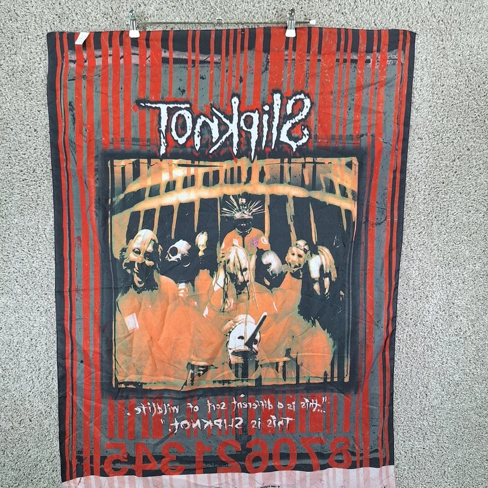 Slipknot Tapestry Red Black 1999 No Name Management Striped Rock Italy Nu Metal